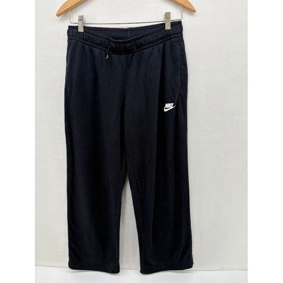 Nike Women's Club Fleece Black Sweatpants Midrise Wide Leg Size Small - Picture 1 of 9